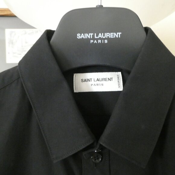 New Saint Laurent Women Black Shirt Button Front Long Sleeve  Sz F40 Uniform - Picture 2 of 9